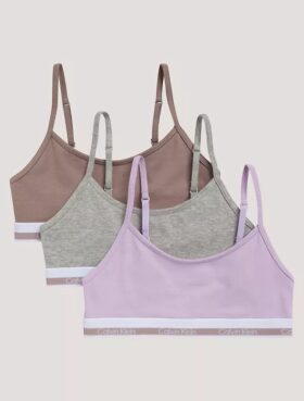 3er-Pack kurze Bralettes aus Cotton Stretch für Mädchen