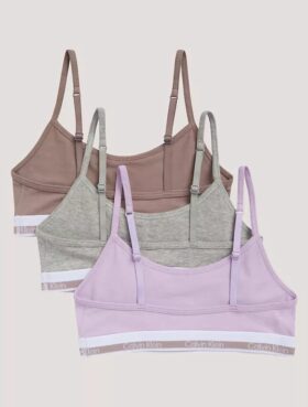 3er-Pack kurze Bralettes aus Cotton Stretch für Mädchen