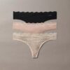 3er-Pack Thong aus Stretch-Microfiber mit Spitze