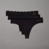 3er-Pack Thong aus Stretch-Microfiber mit Spitze