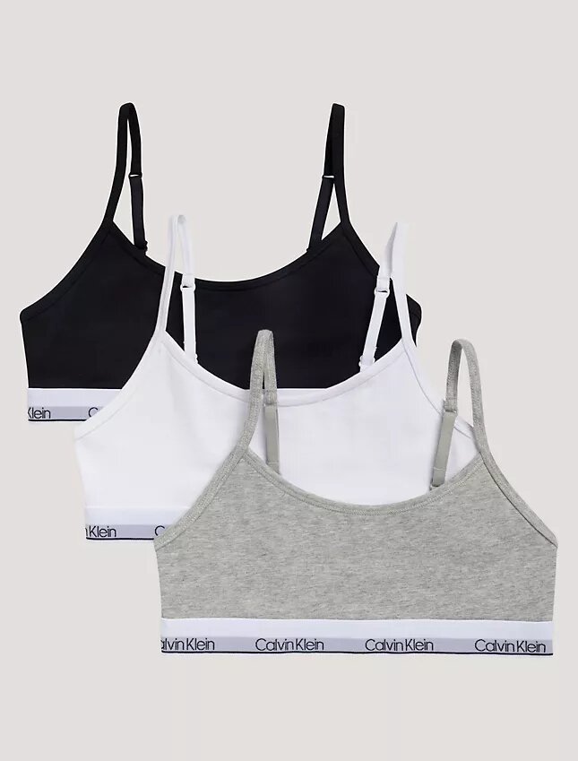 3er-Pack Unlined, kurze Bralettes aus Cotton Stretch für Mädchen 3er-Pack Unlined, kurze Bralettes aus Cotton Stretch für Mädchen