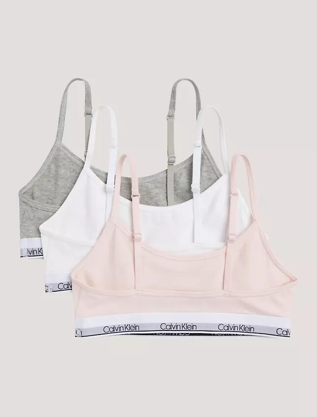 3er-Pack Unlined, kurze Bralettes aus Cotton Stretch für Mädchen 3er-Pack Unlined, kurze Bralettes aus Cotton Stretch für Mädchen