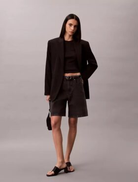 A-Linien-Denim-Jeansshorts mit umgeschlagenem Saum