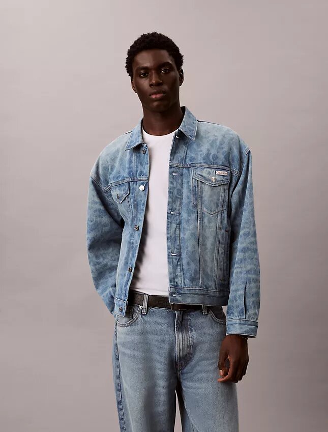 Allover-Monogram 90er-Jahre-Denim-Trucker Jacket Allover-Monogram 90er-Jahre-Denim-Trucker Jacket