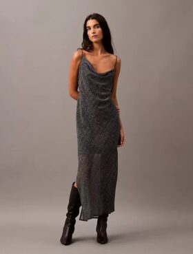 Asymmetrisches Maxikleid aus bedrucktem Chiffon