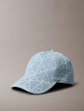 Baseballkappe mit durchgehendem Emblem-Logo aus Denim