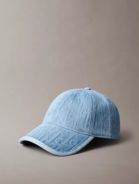 Baseballkappe mit durchgehendem Emblem-Logo aus Denim