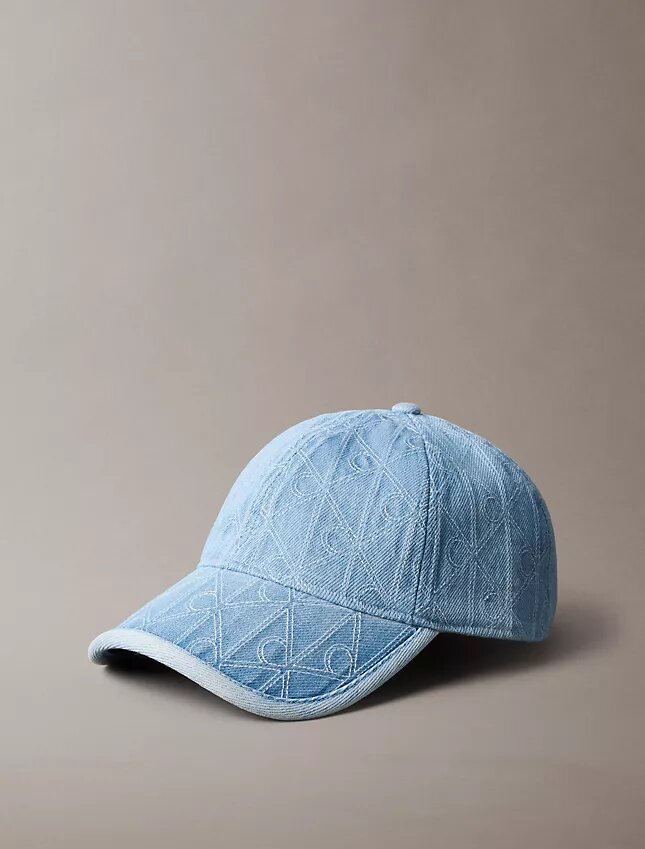 Baseballkappe mit durchgehendem Emblem-Logo aus Denim Baseballkappe mit durchgehendem Emblem-Logo aus Denim