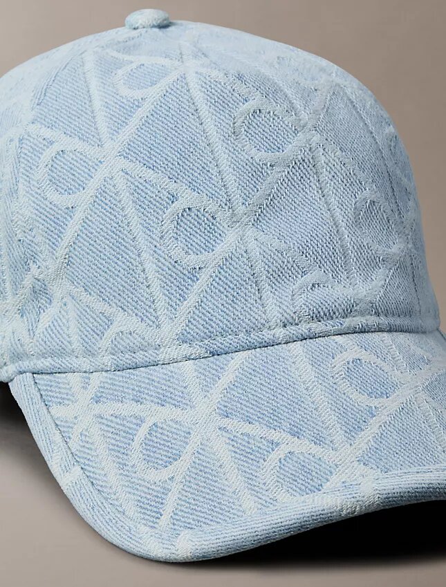 Baseballkappe mit durchgehendem Emblem-Logo aus Denim Baseballkappe mit durchgehendem Emblem-Logo aus Denim