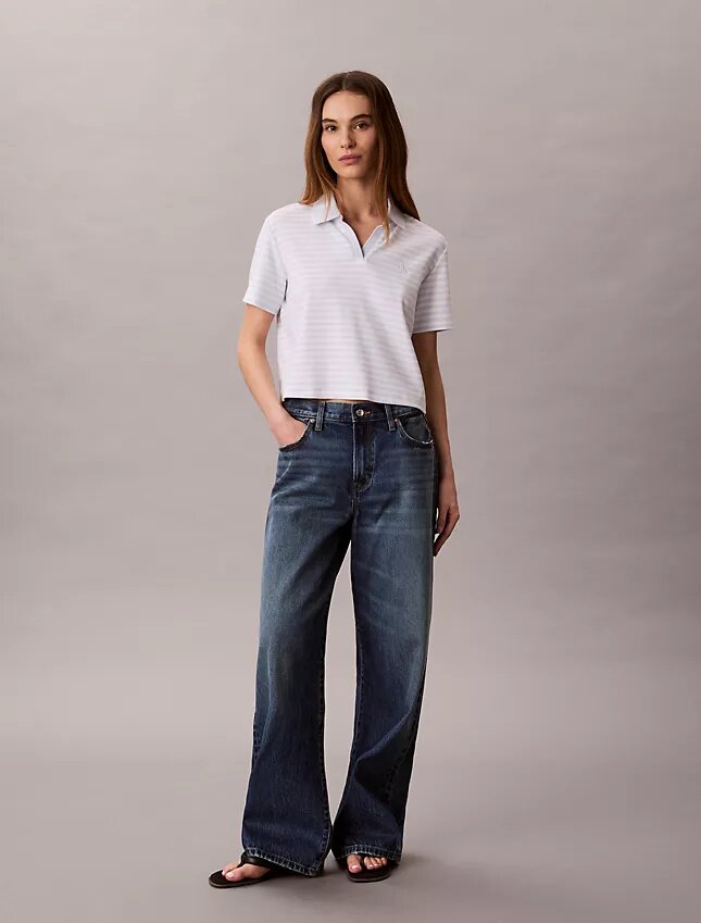 Baumwoll-Polo-Shirt mit konturierten Rippbündchen Baumwoll-Polo-Shirt mit konturierten Rippbündchen