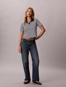 Baumwoll-Polo-Shirt mit konturierten Rippbündchen
