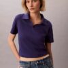 Baumwoll-Polo-Shirt mit konturierten Rippbündchen Baumwoll-Polo-Shirt mit konturierten Rippbündchen