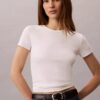 Baumwoll-T-Shirt mit Konturrippen Baumwoll-T-Shirt mit Konturrippen