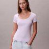 Baumwoll-T-Shirt mit Konturrippen
