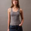 Baumwoll-Tanktop mit Konturrippbündchen Baumwoll-Tanktop mit Konturrippbündchen