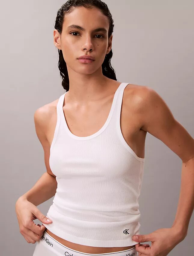 Baumwoll-Tanktop mit Konturrippbündchen Baumwoll-Tanktop mit Konturrippbündchen