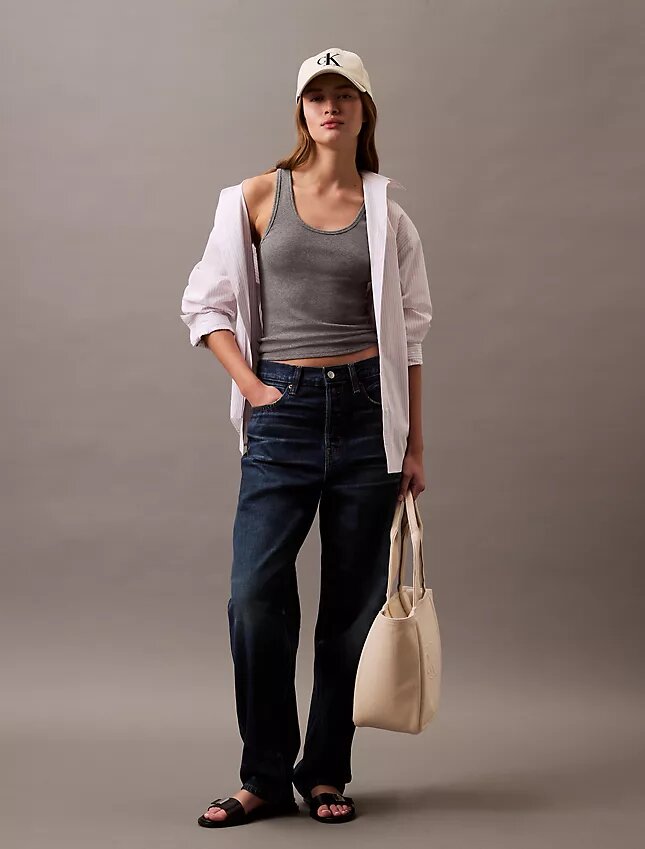Baumwoll-Tanktop mit Konturrippbündchen Baumwoll-Tanktop mit Konturrippbündchen