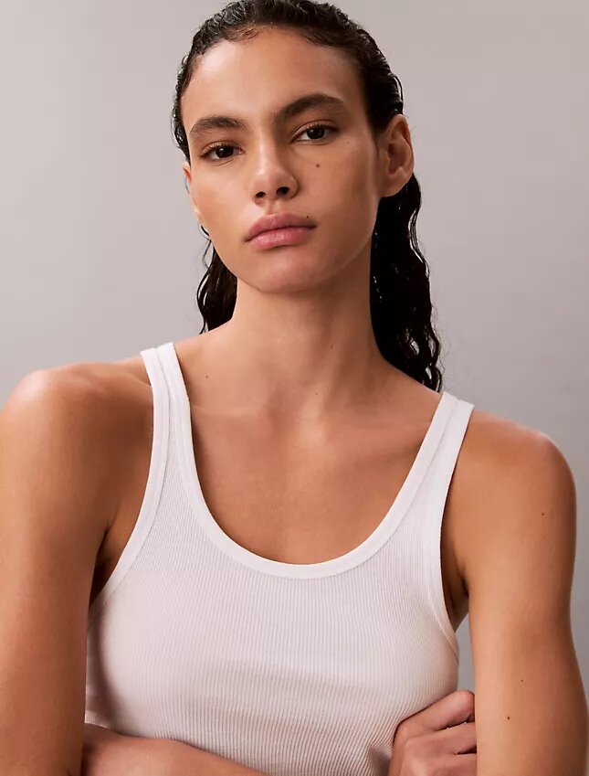 Baumwoll-Tanktop mit Konturrippbündchen Baumwoll-Tanktop mit Konturrippbündchen