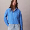 Baumwollpopeline, kurzes, kastenförmiges Button-Down-Hemd