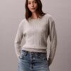 Baumwollpullover mit Zopfmuster Baumwollpullover mit Zopfmuster