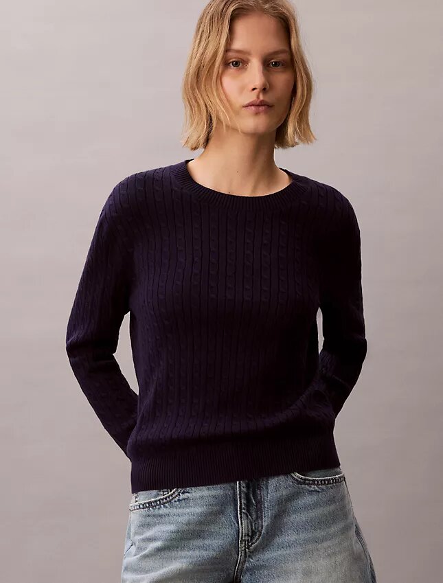 Baumwollpullover mit Zopfmuster Baumwollpullover mit Zopfmuster