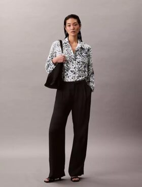 Bedrucktes, locker sitzendes Utility Shirt mit Knopfleiste