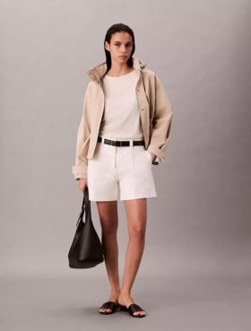 Bermudashorts aus Cotton Stretch-Twill mit Falten