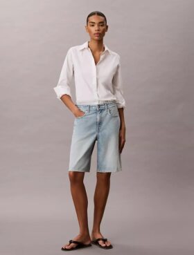 Bermudashorts aus Denim mit Logo