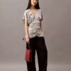 Bluse aus geknittertem Satin mit Print