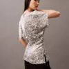 Bluse aus geknittertem Satin mit Print
