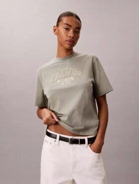 Boxy-T-Shirt mit Bogen-Logo-Grafik