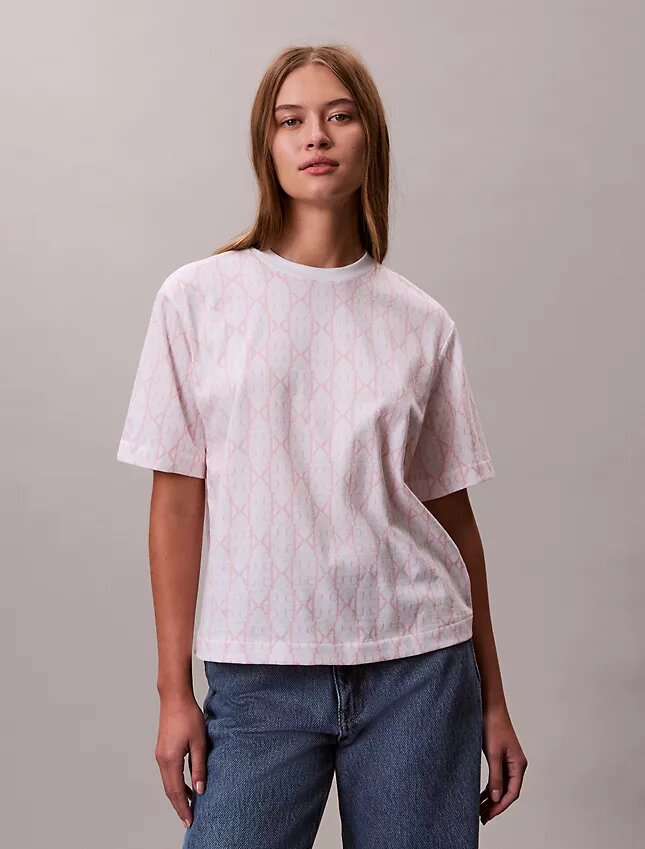 Boxy-T-Shirt mit durchgehendem Monogram Boxy-T-Shirt mit durchgehendem Monogram
