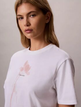 Boxy-T-Shirt mit floralem Logo-Print