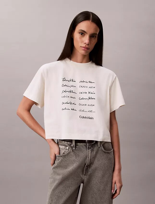 Boxy-T-Shirt mit Logo-Schriftzug Boxy-T-Shirt mit Logo-Schriftzug
