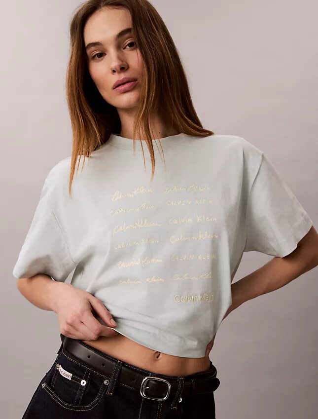 Boxy-T-Shirt mit Logo-Schriftzug Boxy-T-Shirt mit Logo-Schriftzug