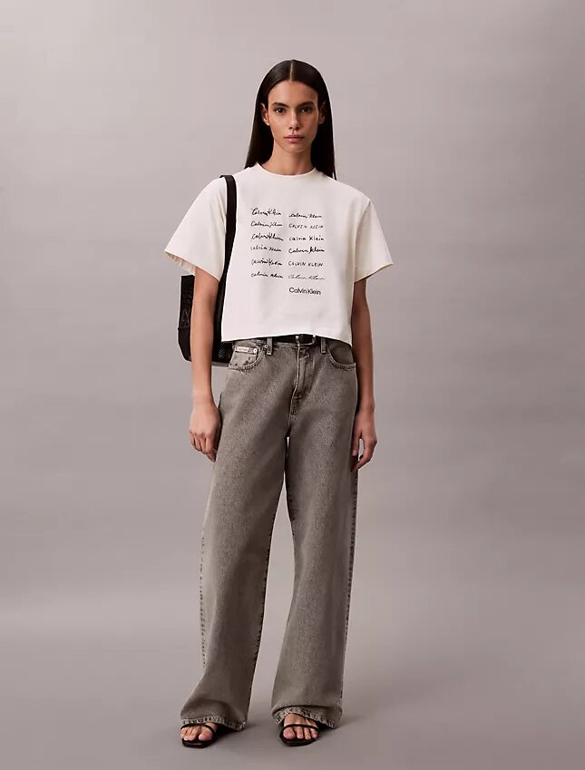 Boxy-T-Shirt mit Logo-Schriftzug Boxy-T-Shirt mit Logo-Schriftzug