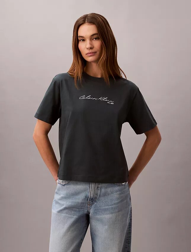 Boxy-T-Shirt mit Schriftzug-Logo Boxy-T-Shirt mit Schriftzug-Logo