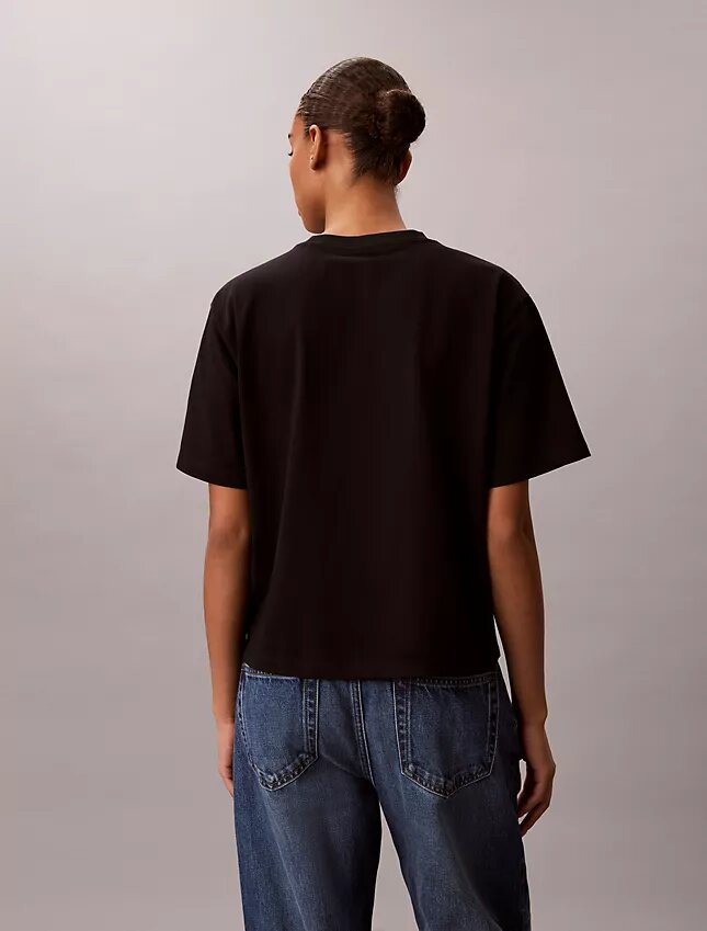 Boxy-T-Shirt mit verwaschenem Schriftzug-Logo Boxy-T-Shirt mit verwaschenem Schriftzug-Logo