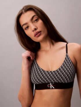 Bralette aus Microfiber mit Stretch und Monogram-Print, Unlined Bralette aus Microfiber mit Stretch und Monogram-Print, Unlined