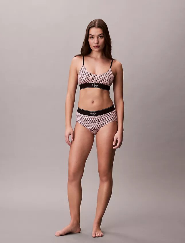Bralette aus Microfiber mit Stretch und Monogram-Print, Unlined Bralette aus Microfiber mit Stretch und Monogram-Print, Unlined
