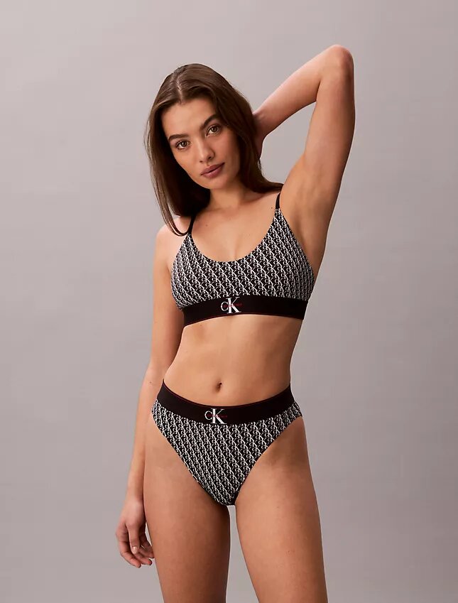 Bralette aus Microfiber mit Stretch und Monogram-Print, Unlined Bralette aus Microfiber mit Stretch und Monogram-Print, Unlined
