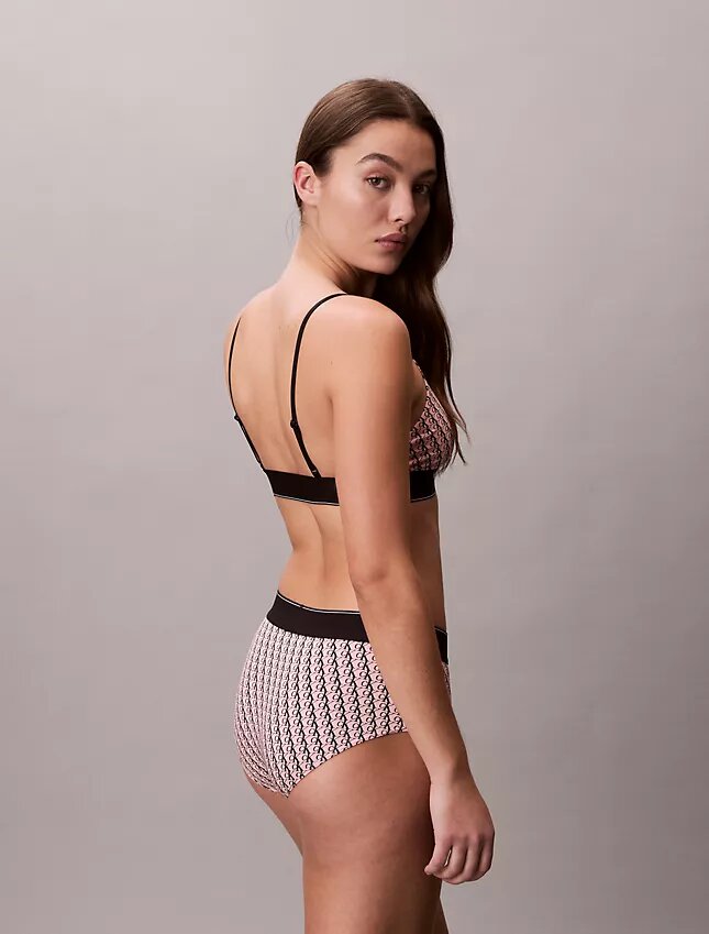 Bralette aus Microfiber mit Stretch und Monogram-Print, Unlined Bralette aus Microfiber mit Stretch und Monogram-Print, Unlined