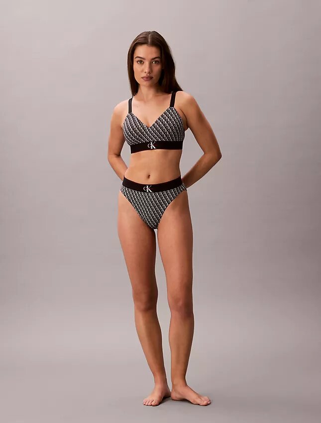 Bralette aus Mikrofaser mit Grafik-Monogram, Stretch und leichtem Futter Bralette aus Mikrofaser mit Grafik-Monogram, Stretch und leichtem Futter