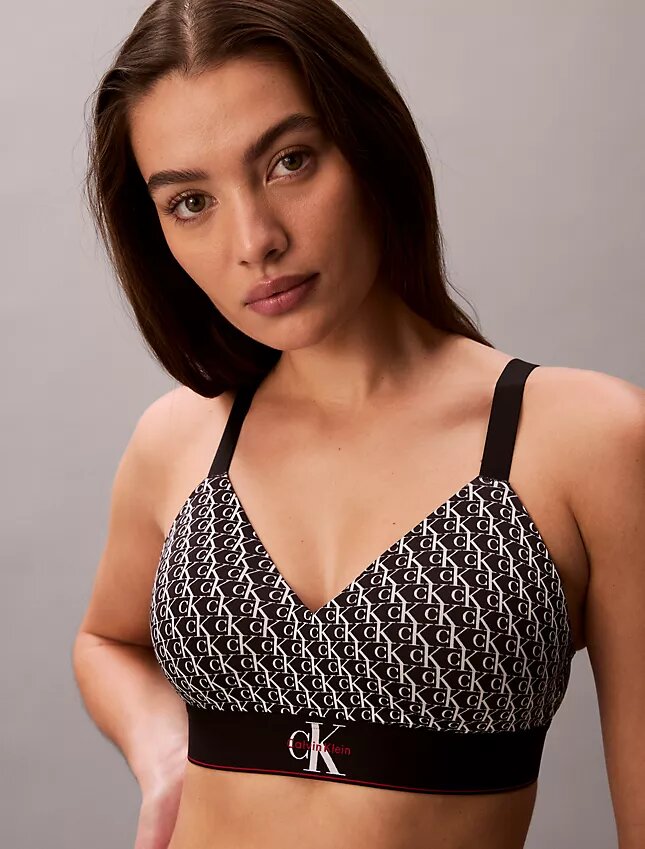 Bralette aus Mikrofaser mit Grafik-Monogram, Stretch und leichtem Futter Bralette aus Mikrofaser mit Grafik-Monogram, Stretch und leichtem Futter