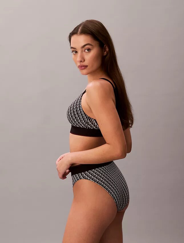 Bralette aus Mikrofaser mit Grafik-Monogram, Stretch und leichtem Futter Bralette aus Mikrofaser mit Grafik-Monogram, Stretch und leichtem Futter