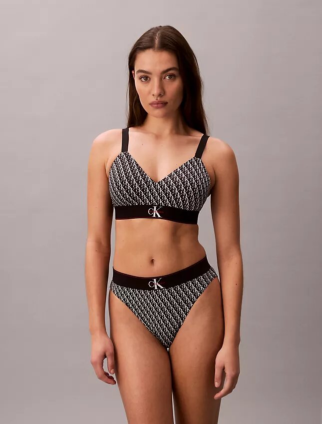 Bralette aus Mikrofaser mit Grafik-Monogram, Stretch und leichtem Futter Bralette aus Mikrofaser mit Grafik-Monogram, Stretch und leichtem Futter