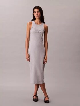 Calvin Klein Logo Midi-Tank-Kleid