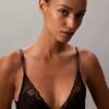 CK Black Floral Lace Leicht gefütterter Plunge-BH CK Black Floral Lace Leicht gefütterter Plunge-BH