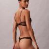 CK Black Floral Lace Leicht gefütterter Plunge-BH CK Black Floral Lace Leicht gefütterter Plunge-BH