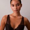 CK Black Geo Lace Leicht gefütterter Plunge-BH